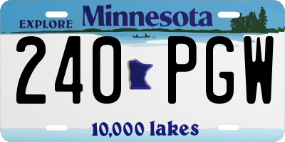 MN license plate 240PGW