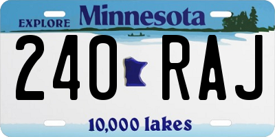 MN license plate 240RAJ