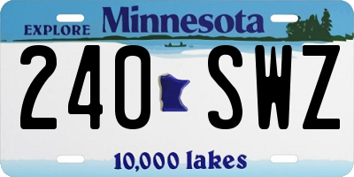 MN license plate 240SWZ