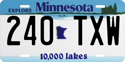 MN license plate 240TXW