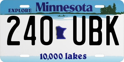 MN license plate 240UBK