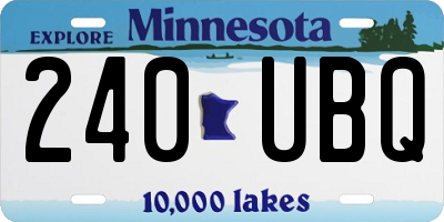 MN license plate 240UBQ