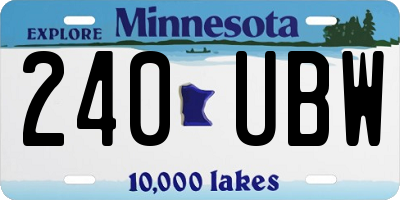 MN license plate 240UBW