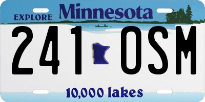 MN license plate 241OSM