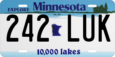 MN license plate 242LUK