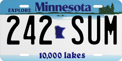 MN license plate 242SUM