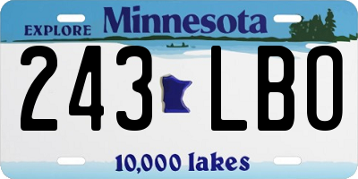 MN license plate 243LBO