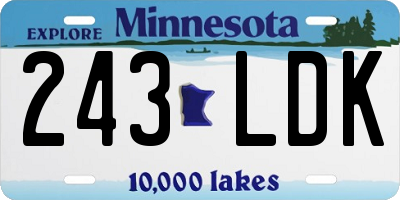MN license plate 243LDK
