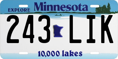 MN license plate 243LIK