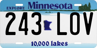 MN license plate 243LOV