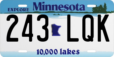 MN license plate 243LQK