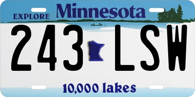 MN license plate 243LSW