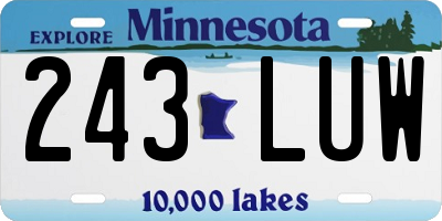 MN license plate 243LUW