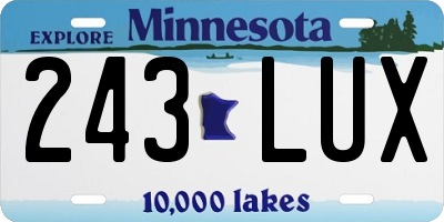 MN license plate 243LUX