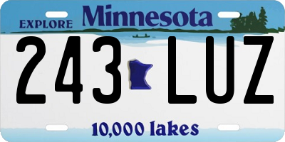 MN license plate 243LUZ