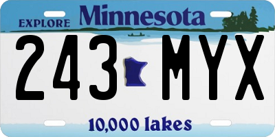 MN license plate 243MYX
