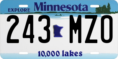 MN license plate 243MZO
