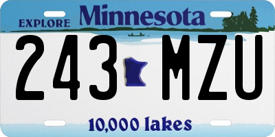 MN license plate 243MZU