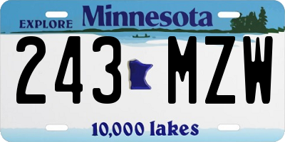 MN license plate 243MZW