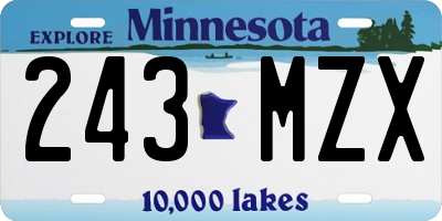 MN license plate 243MZX