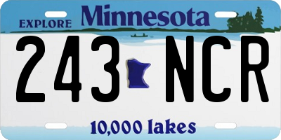 MN license plate 243NCR