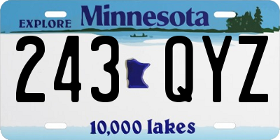 MN license plate 243QYZ