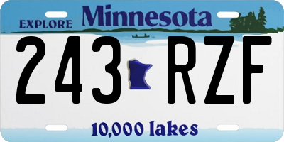 MN license plate 243RZF