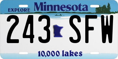MN license plate 243SFW