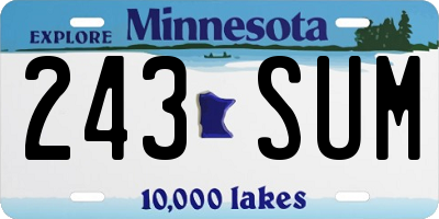 MN license plate 243SUM