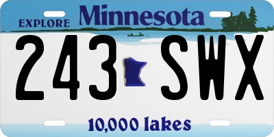 MN license plate 243SWX