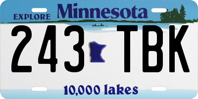 MN license plate 243TBK