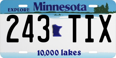 MN license plate 243TIX