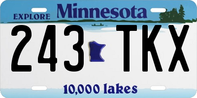 MN license plate 243TKX