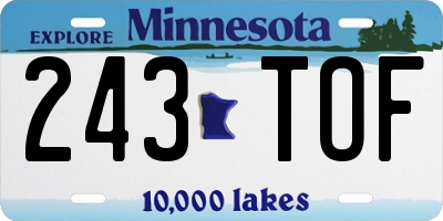 MN license plate 243TOF