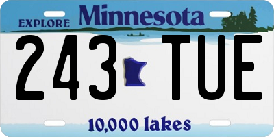 MN license plate 243TUE