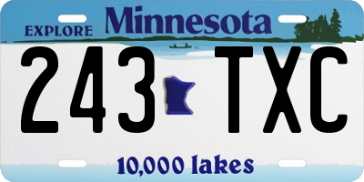 MN license plate 243TXC