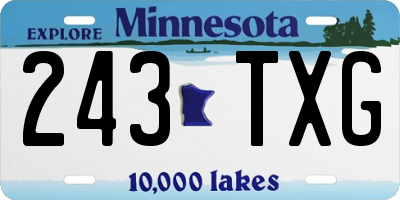 MN license plate 243TXG