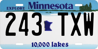 MN license plate 243TXW