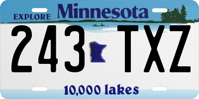 MN license plate 243TXZ