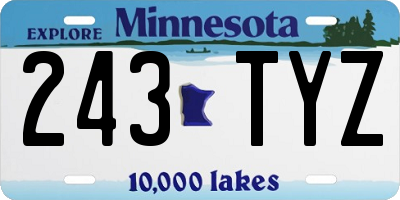 MN license plate 243TYZ