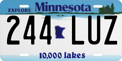 MN license plate 244LUZ