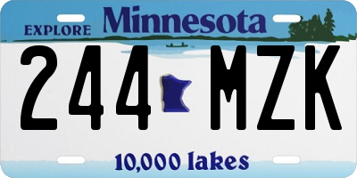 MN license plate 244MZK