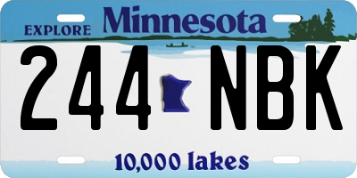 MN license plate 244NBK
