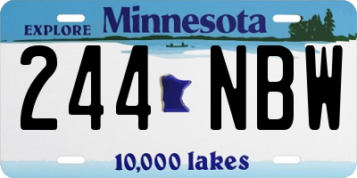 MN license plate 244NBW