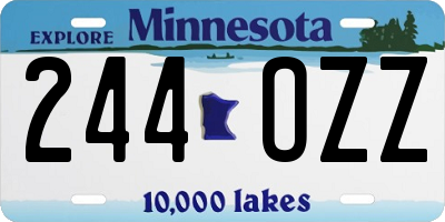 MN license plate 244OZZ