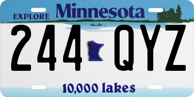 MN license plate 244QYZ