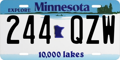 MN license plate 244QZW