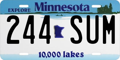 MN license plate 244SUM