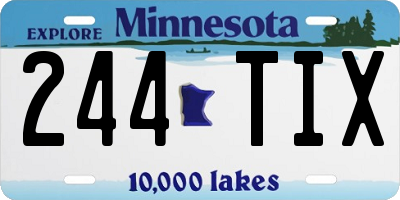 MN license plate 244TIX