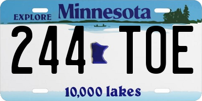 MN license plate 244TOE